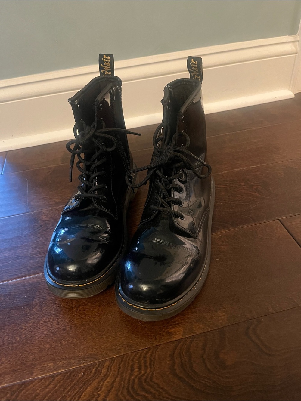 Dr. Martens Women's Black Patent Lace-Up Combat Boots